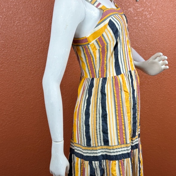 LOFT Striped Tiered Maxi Dress Sleeveless Square Neck S 2 Yellow striped.  E86 - Picture 5 of 15